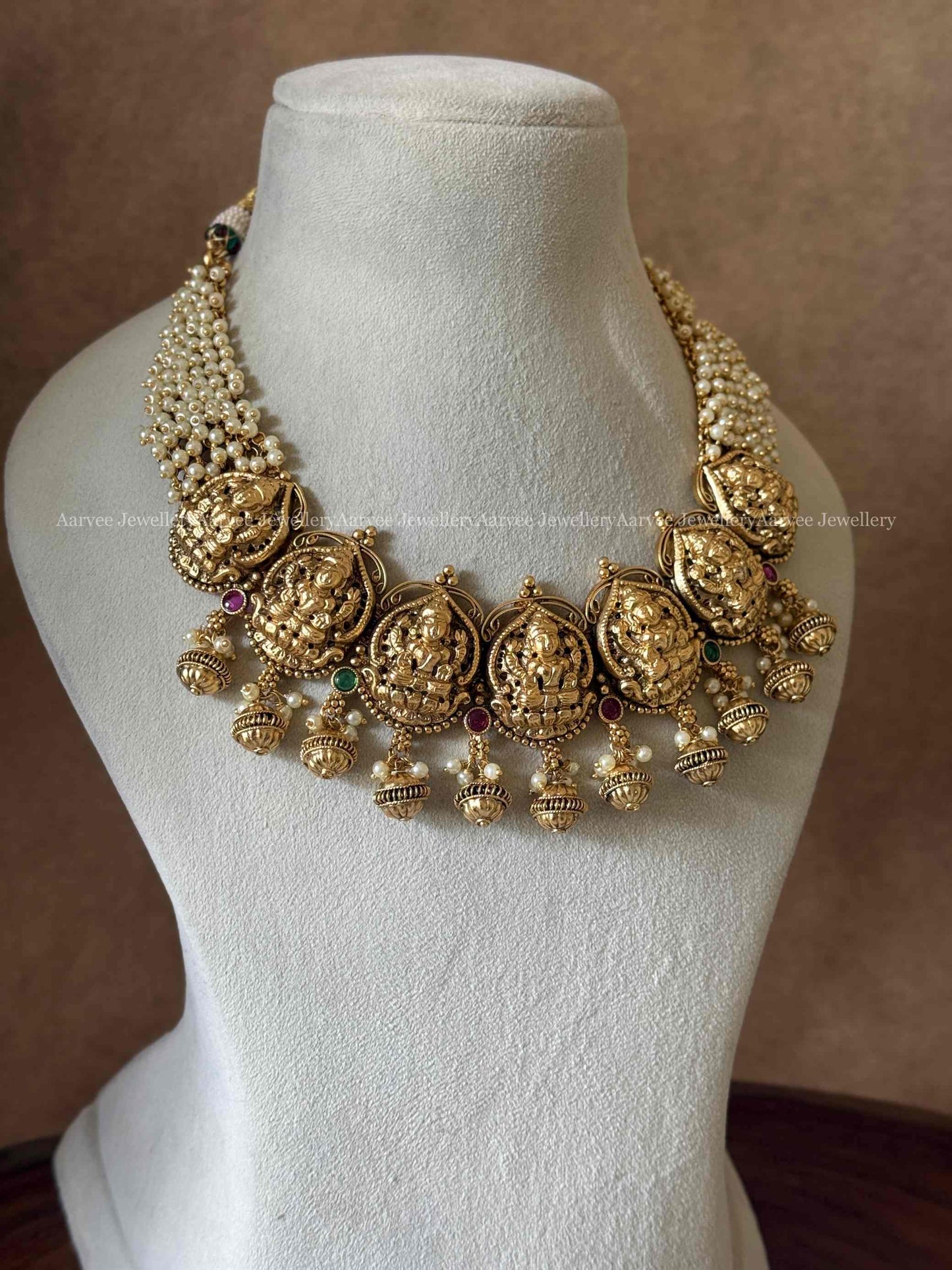CLEARANCE - PEARL BUNCH LAKSHMI MULTI PENDANT NECKLACE