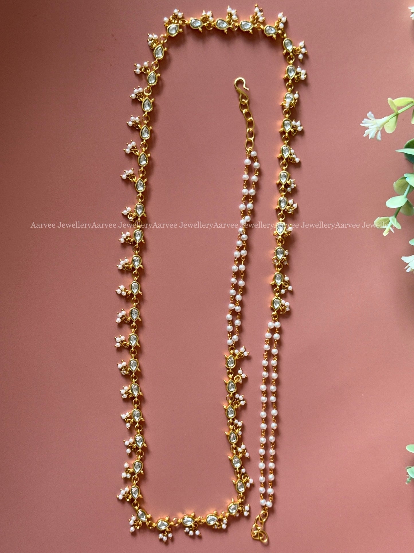 JADAU KUNDAN WHITE STONE MINIMAL WAIST CHAIN