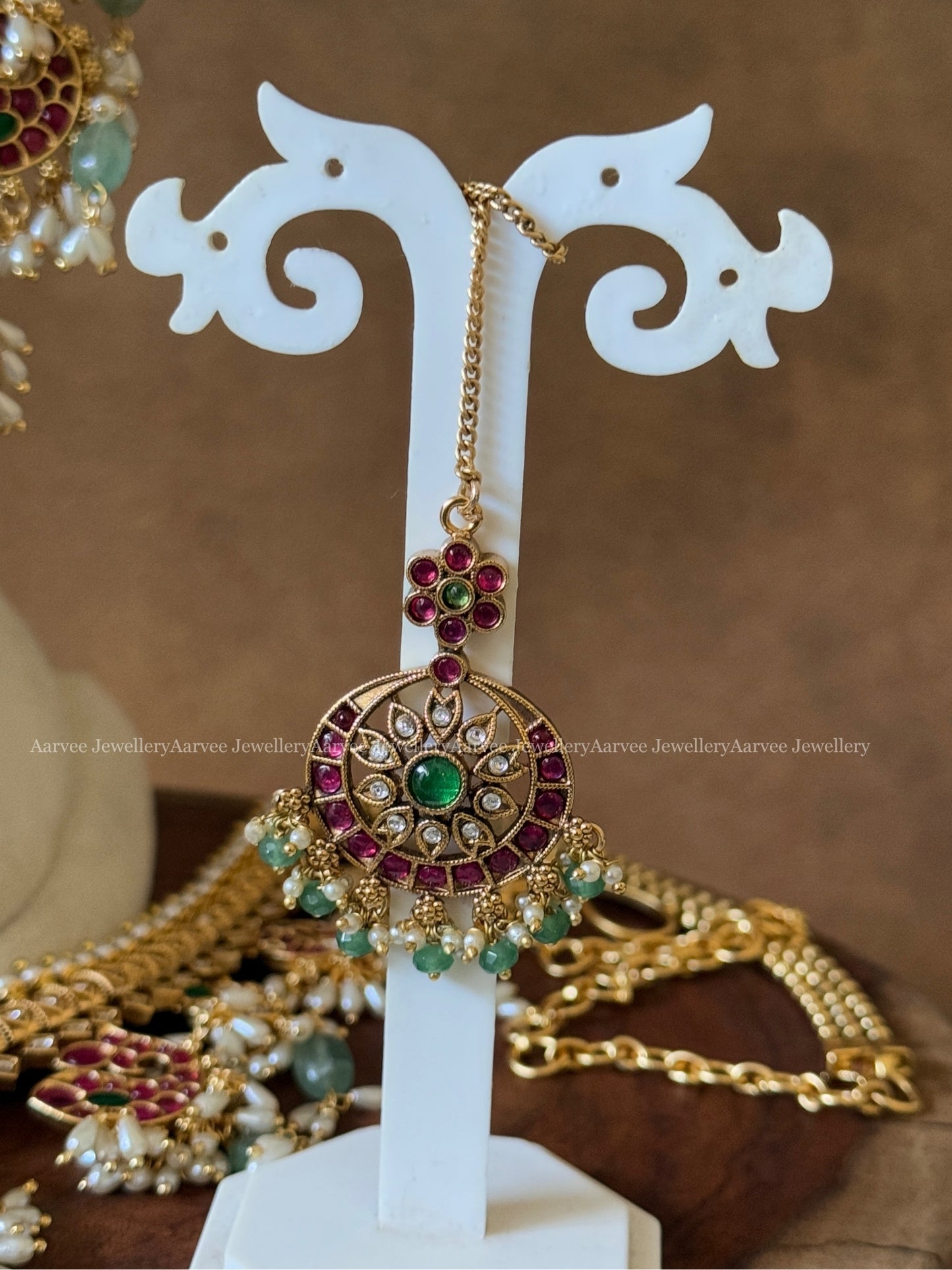FLORAL GUTTAPUSALU BRIDAL JEWELLERY SET WITH MULTI COLOUR STONES & PASTEL BEADS | Nita Ambani Inspired