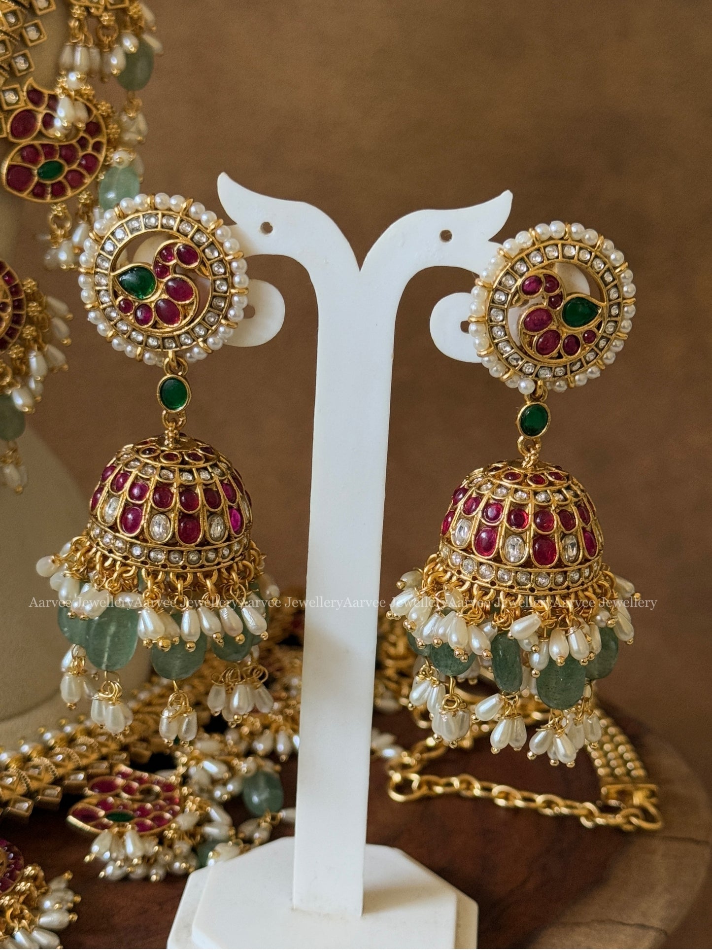 FLORAL GUTTAPUSALU BRIDAL JEWELLERY SET WITH MULTI COLOUR STONES & PASTEL BEADS | Nita Ambani Inspired