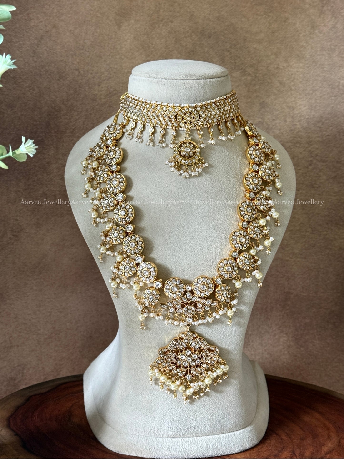 COMBO - JADAU KUNDAN ADITI CHOKER WITH WHITE STONE HARAM