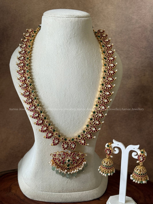 KEMP MANGO HARAM SET WITH PASTEL BEADS