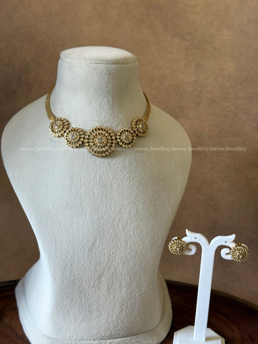 CZ WHITE STONE NECKLACE SET