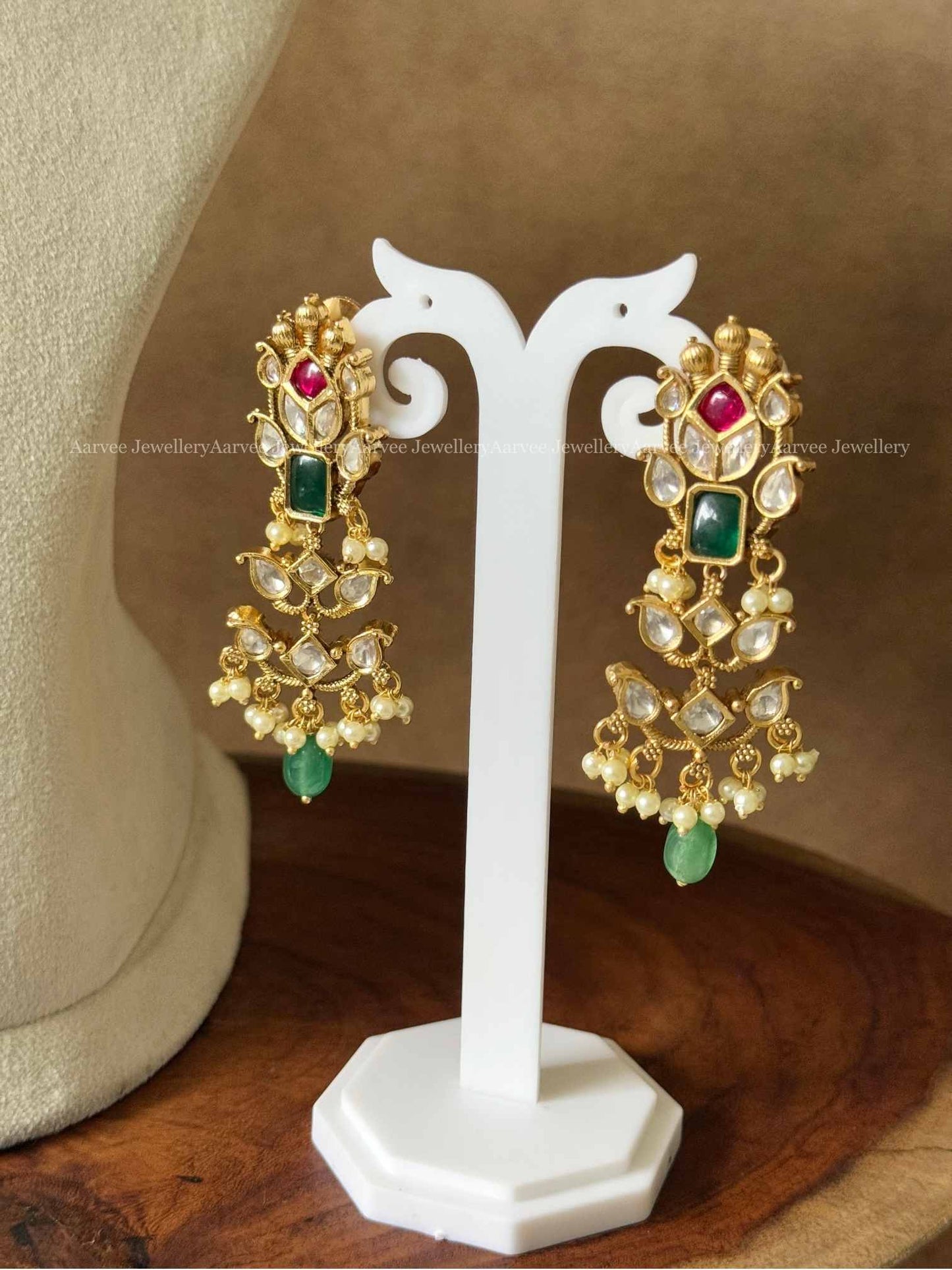 PREMIUM WHITE / PINK KUNDAN STONES HIGHNECK CHOKER SET WITH PASTEL BEADS