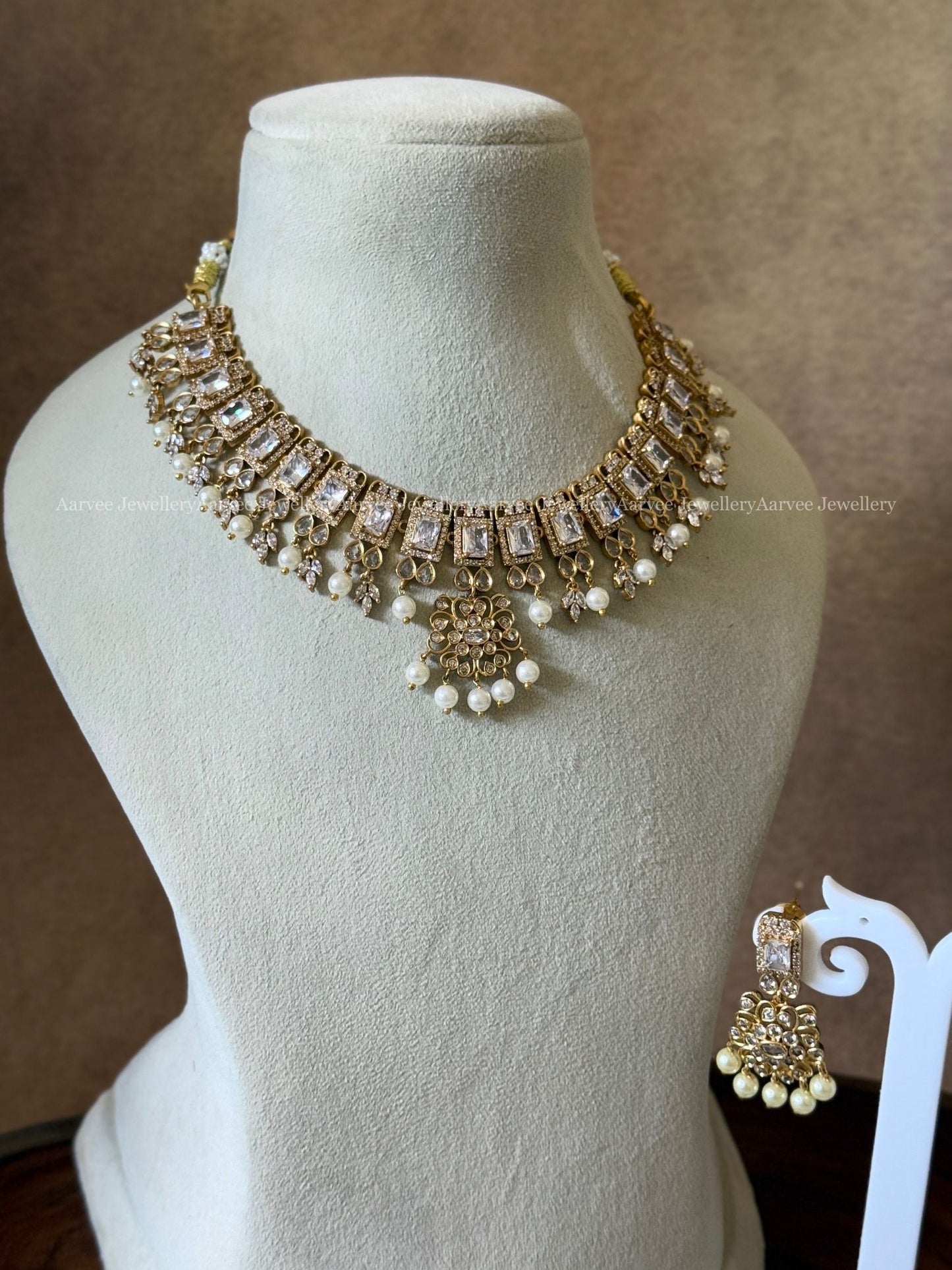 CLEARANCE - CZ WHITE STONE NECKLACE SET