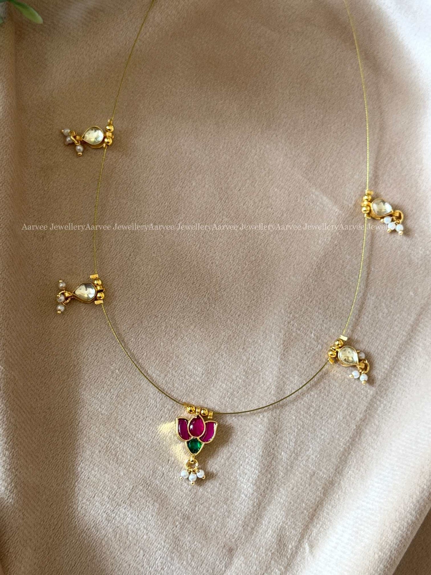 KUNDAN LOTUS INVISIBLE CHAIN