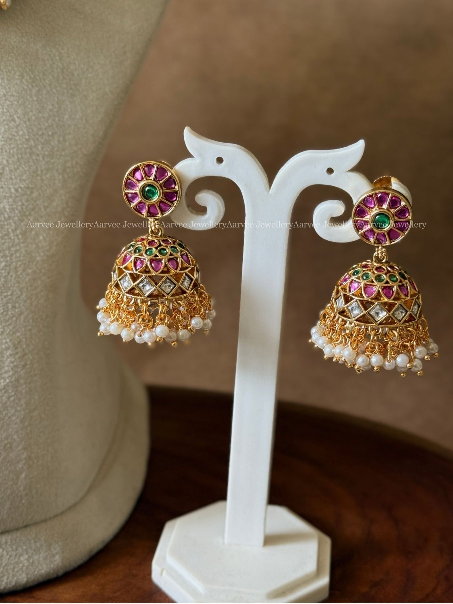 COMBO - KEMP PINK STONE SINGLE PENDANT CHOKER WITH BOTTU MALA HARAM SET