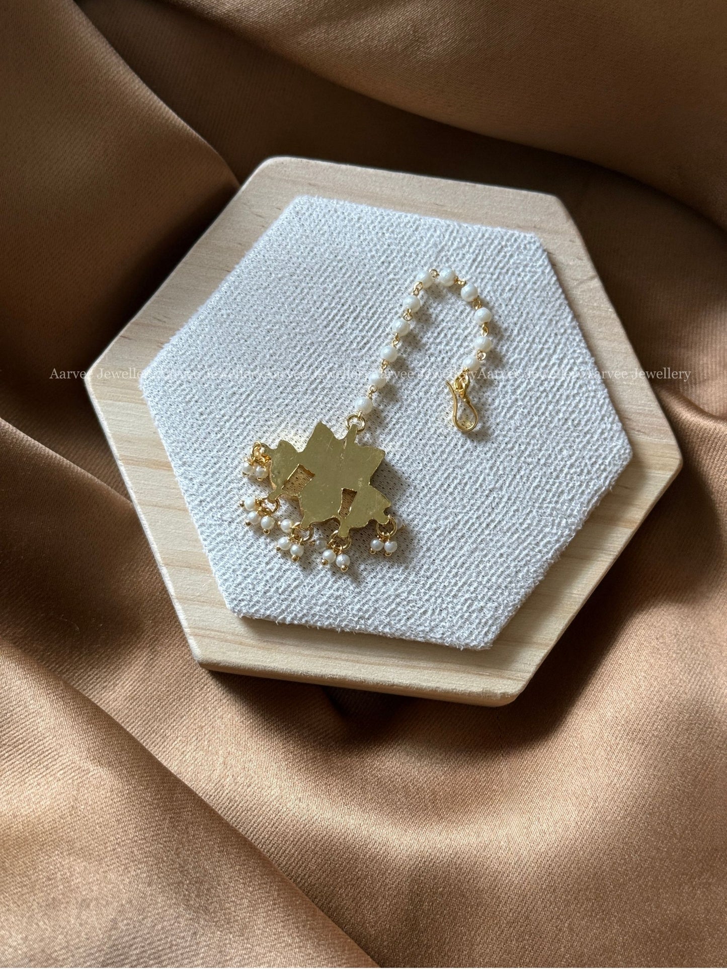 POLKI KUNDAN PEARL LINE MULTI COLOR LOTUS TIKKA