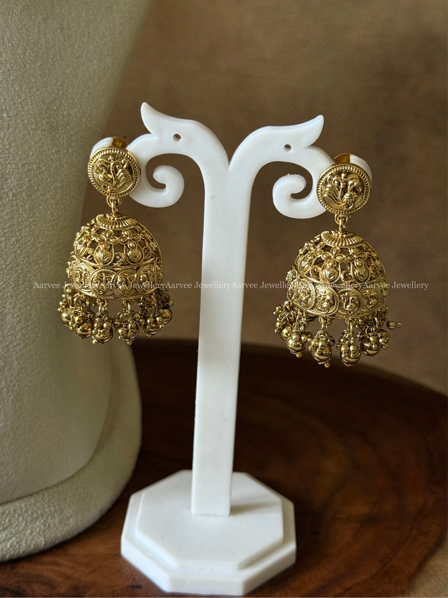 ANTIQUE GOLD PEACOCK MOTIF COIN MID LENGTH HARAM SET WITH KEMP FLORAL PENDANT