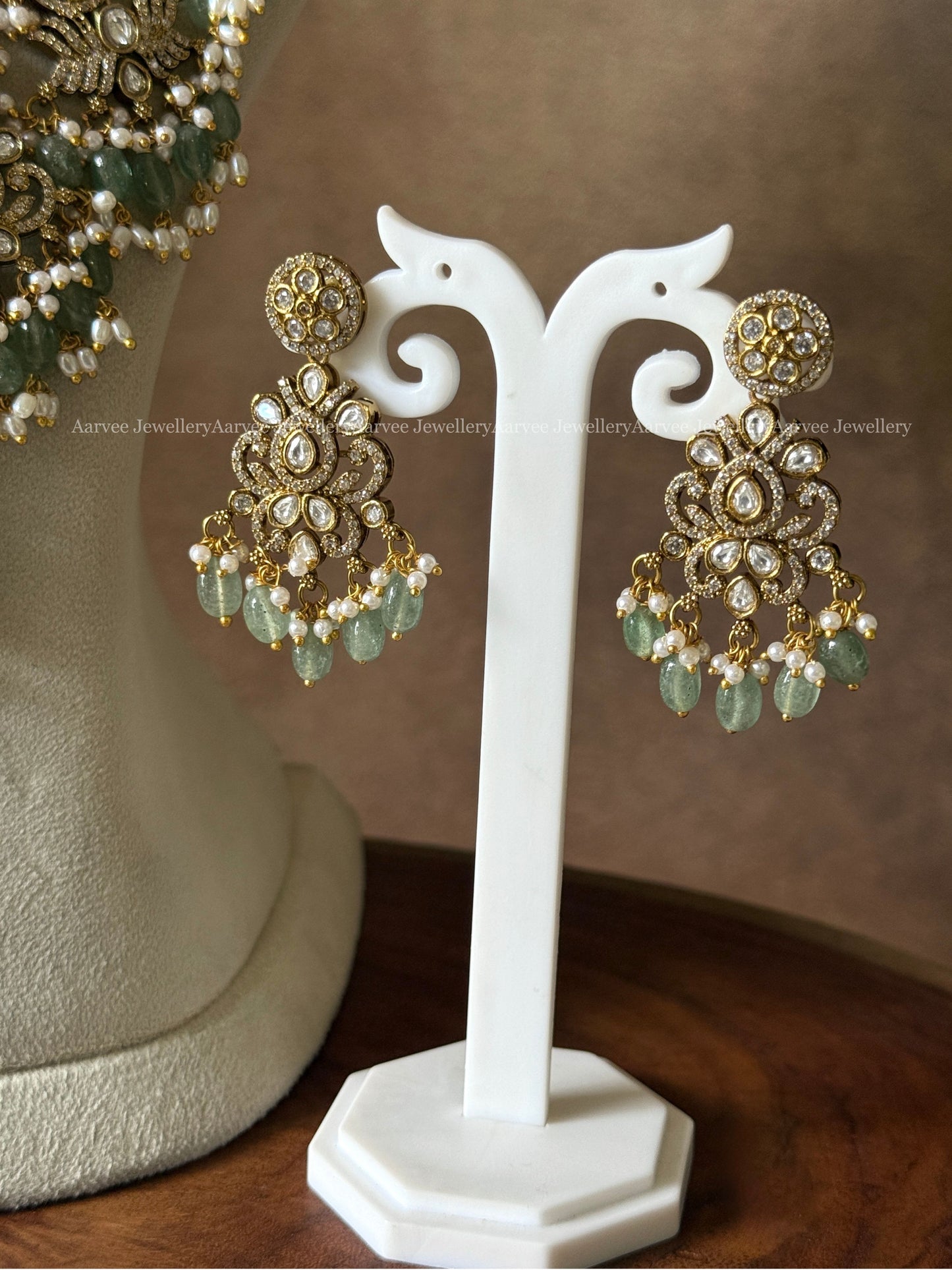 PREMIUM VICTORIAN GREEN STONE CHOKER AND GUTTA PUSALU HARAM SET WITH PASTEL BEADS