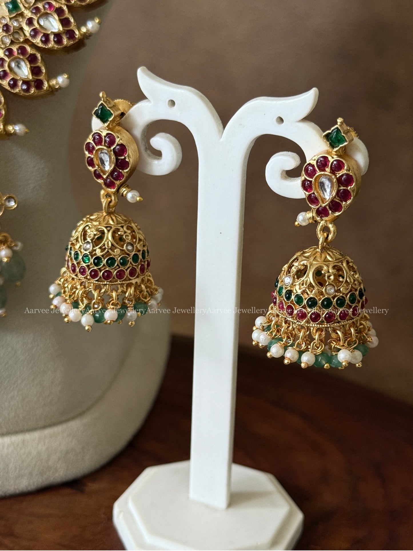 KEMP MANGO HARAM SET WITH PASTEL BEADS