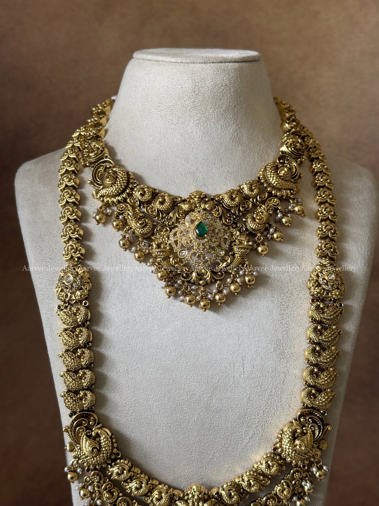 FULL GOLD NON IDOL SEMI BRIDAL JEWELLERY SET