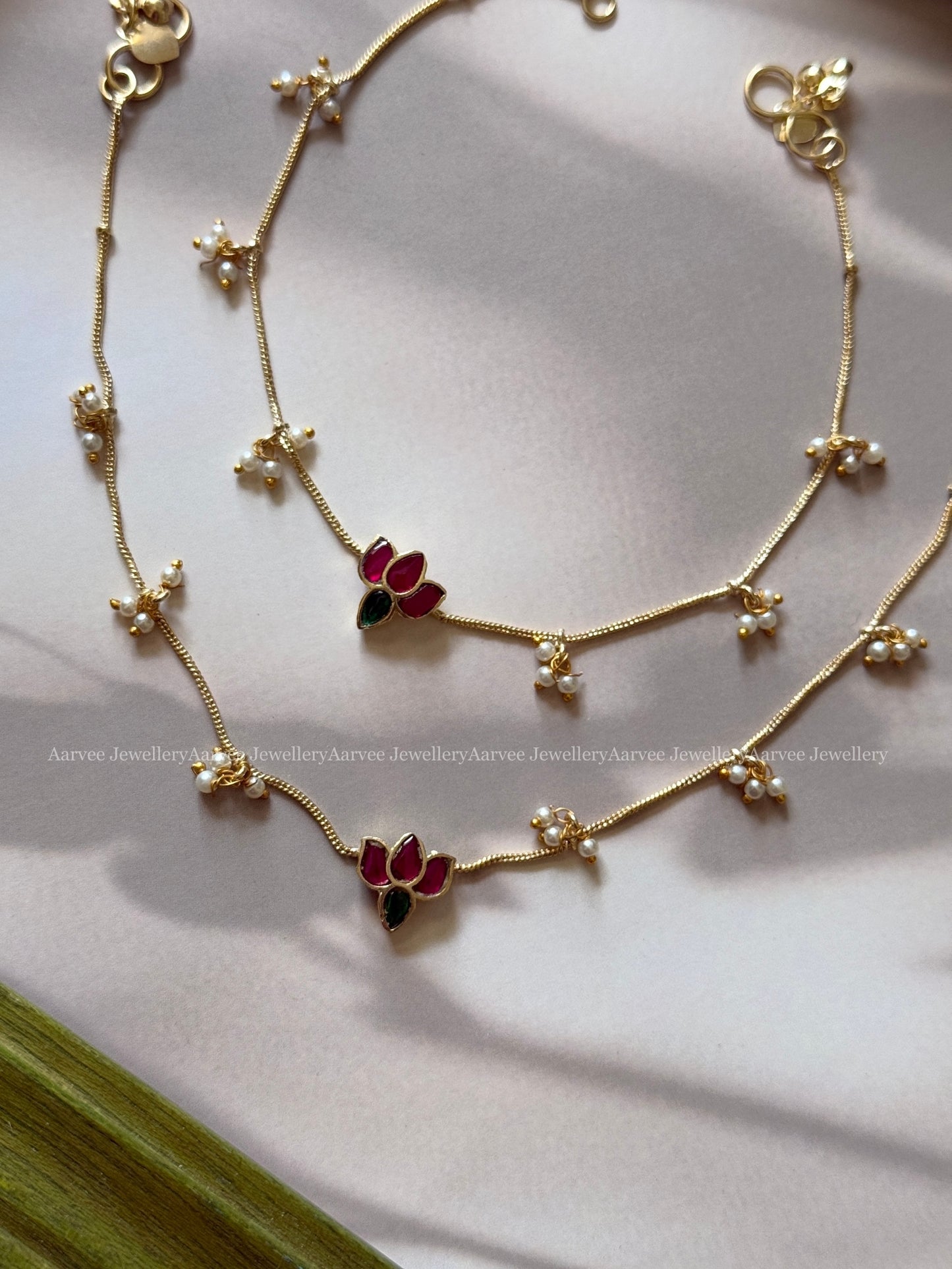 KUNDAN STONE LOTUS ANKLET