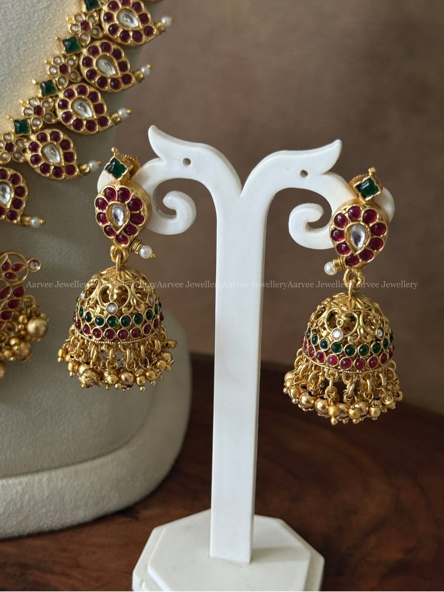 KEMP MANGO HARAM SET WITH GOLD BEADS