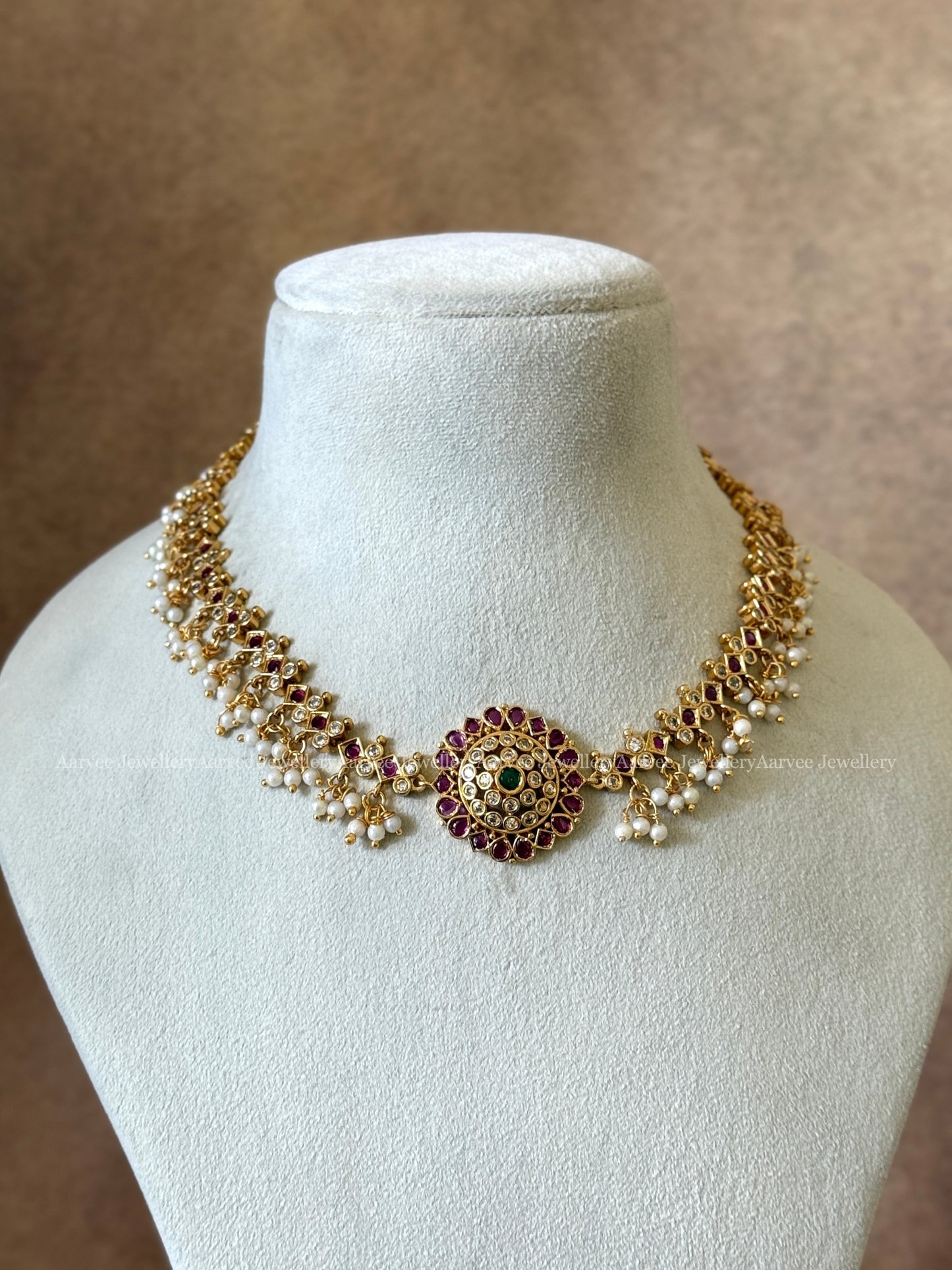 MINIMAL CZ RUBY STONE NECKLACE SET