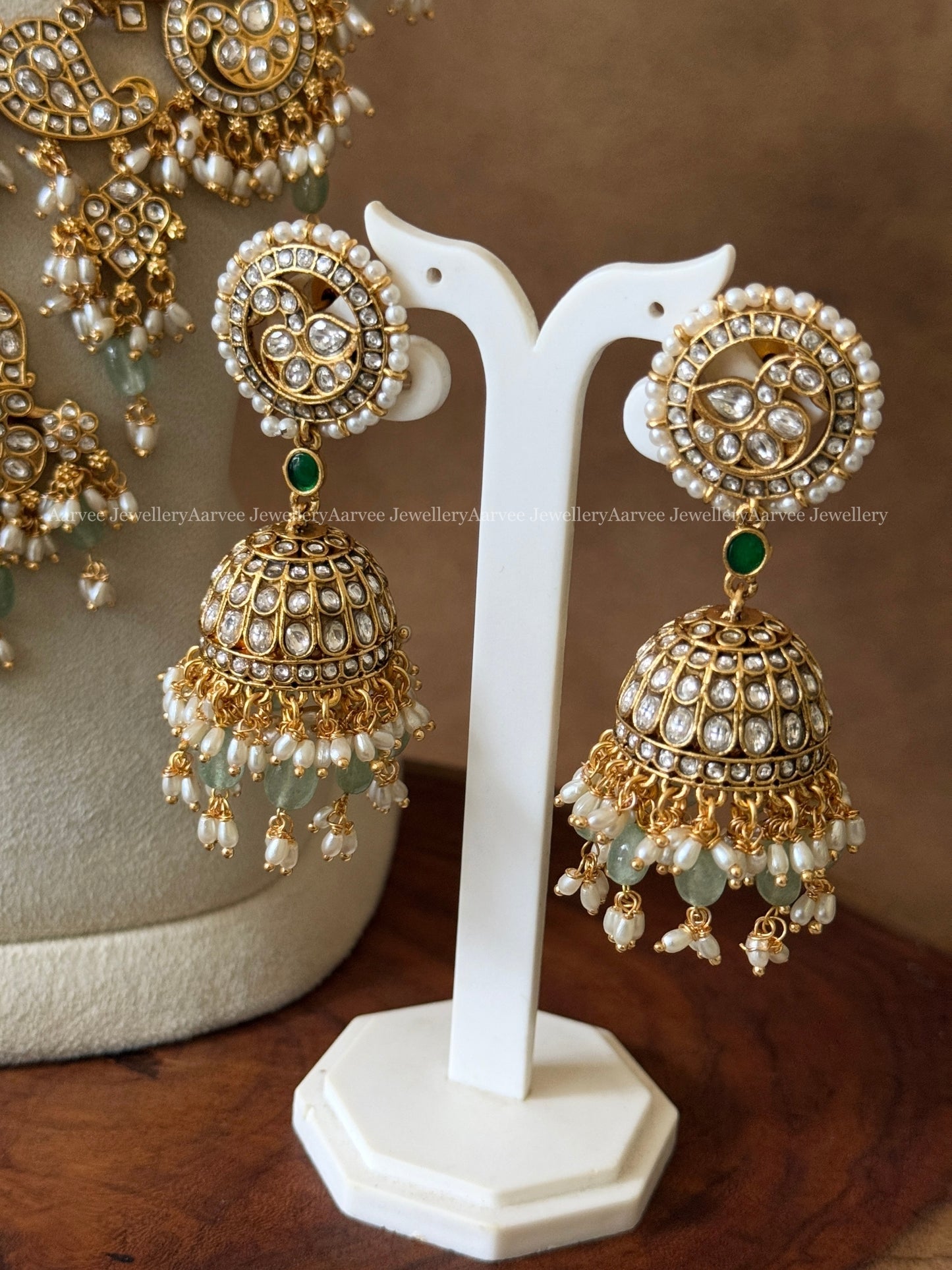 NITA GUTTA PUSALU HARAM SET WITH WHITE STONE & PASTEL BEADS