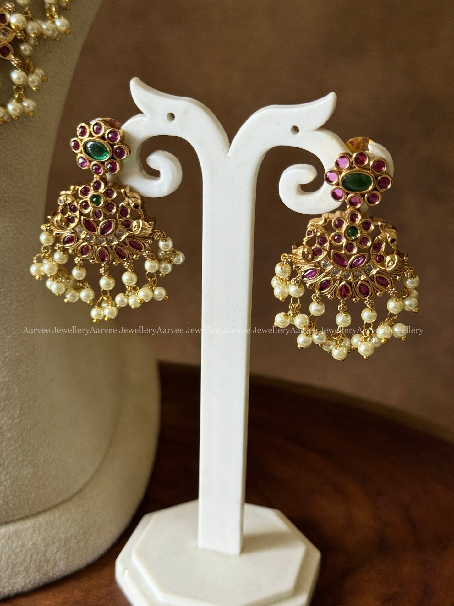 FLORAL GUTTA PUSALU HARAM SET WITH PEARLS