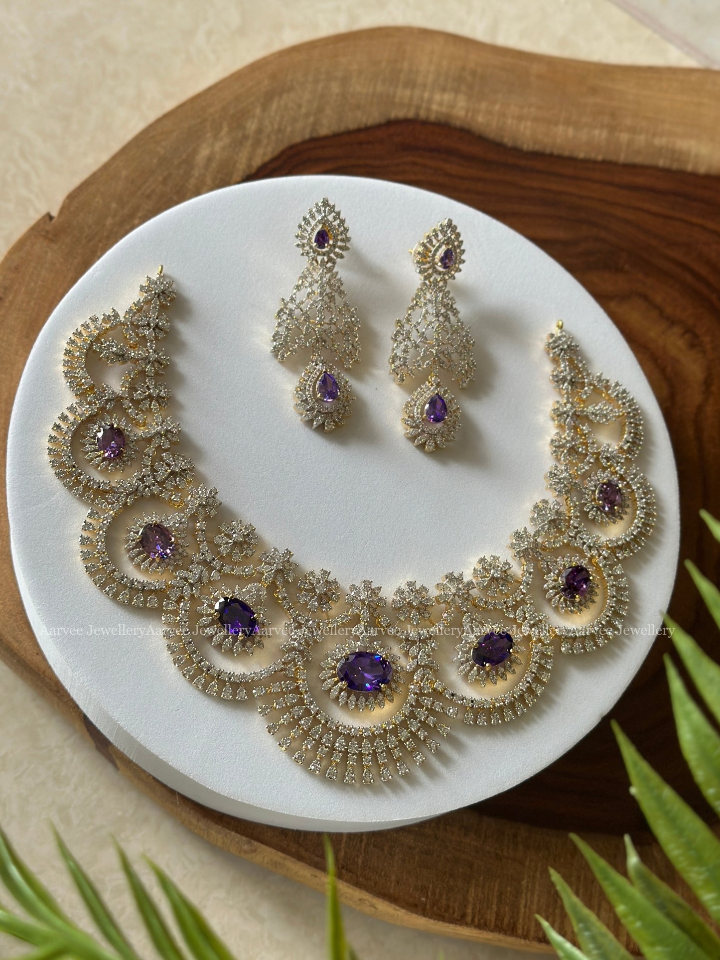AD PURPLE STONE NECKLACE SET