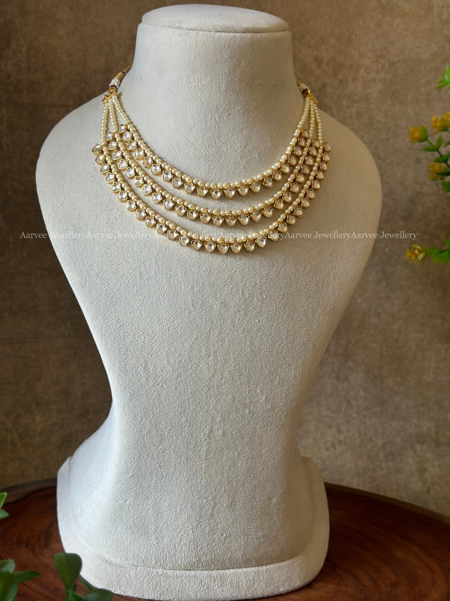 POLKI KUNDAN MULTI FUNCTIONAL STATEMENT NECKLACE SET WITH PASTEL BEADS