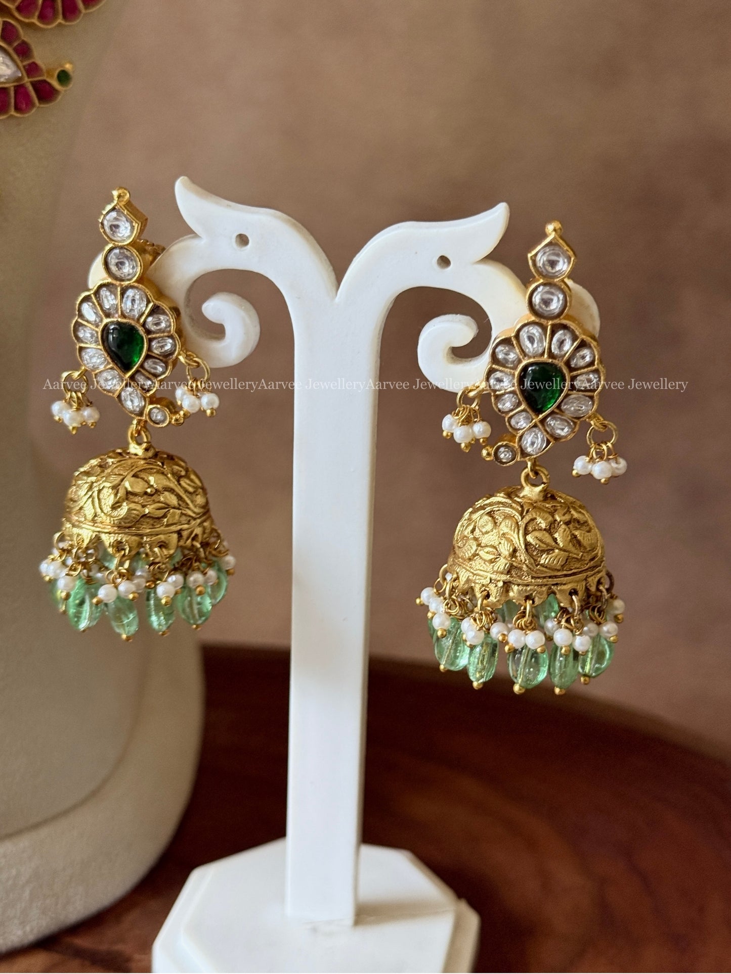 COMBO - JADAU KUNDAN GOLD BALL NECKLACE | JADAU KUNDAN RUBY STONE MANGO MOTIF MID LENGTH HARAM SET WITH WHITE STONE PENDANT & PASTAL BEADS