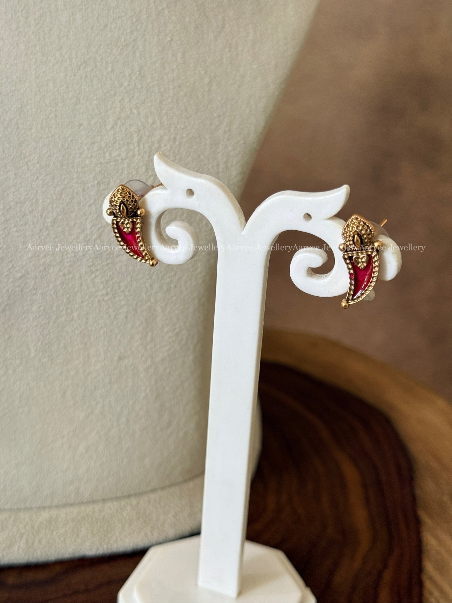 KERALA STYLE PALAKKA DESIGN NECKLACE SET WITH RUBY STONES