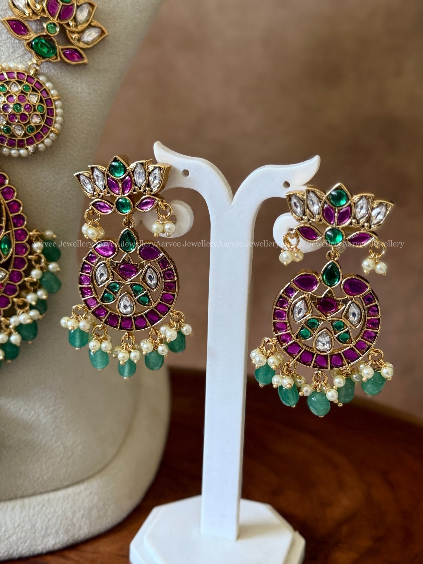 KUNDAN LOTUS & FLORAL FUSION HARAM SET WITH PASTEL BEADS
