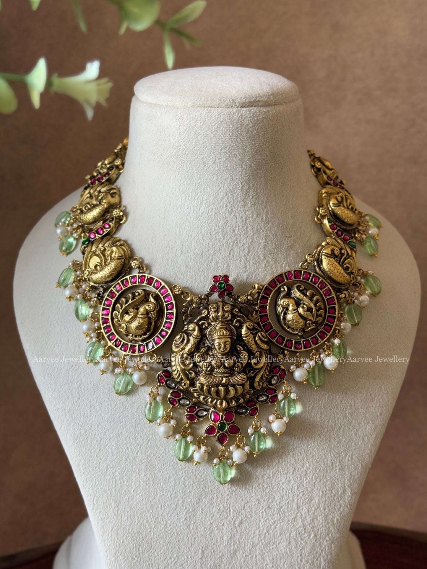 JADAU KUNDAN NAGAS NECKLACE WITH PEARL & PASTEL BEADS