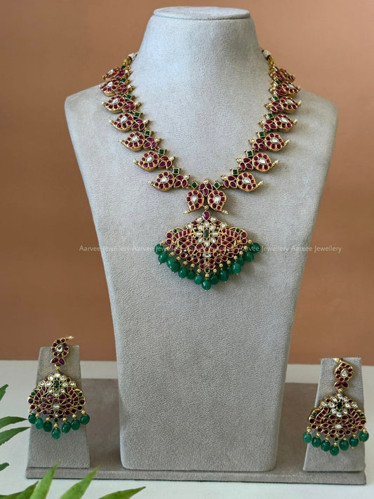 REVERSIBLE KEMP STONES NECKLACE SET WITH PASTEL BEADS