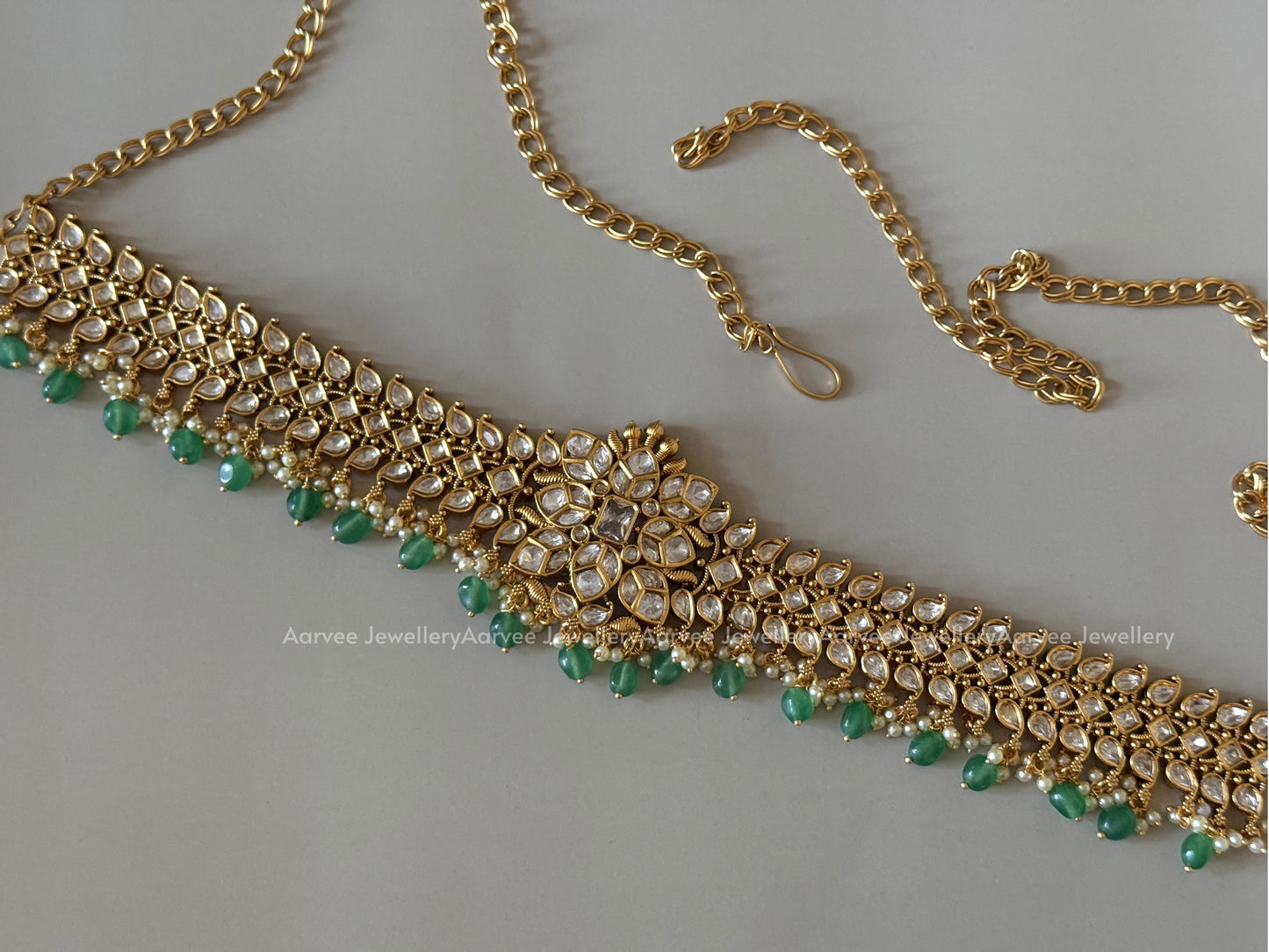 KUNDAN WHITE STONES WAIST CHAIN WITH PASTEL BEADS