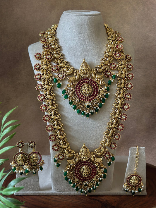 TEMPLE JEWELLERY | NAGAS NECKLACE AND HAARAM COMBO SET.