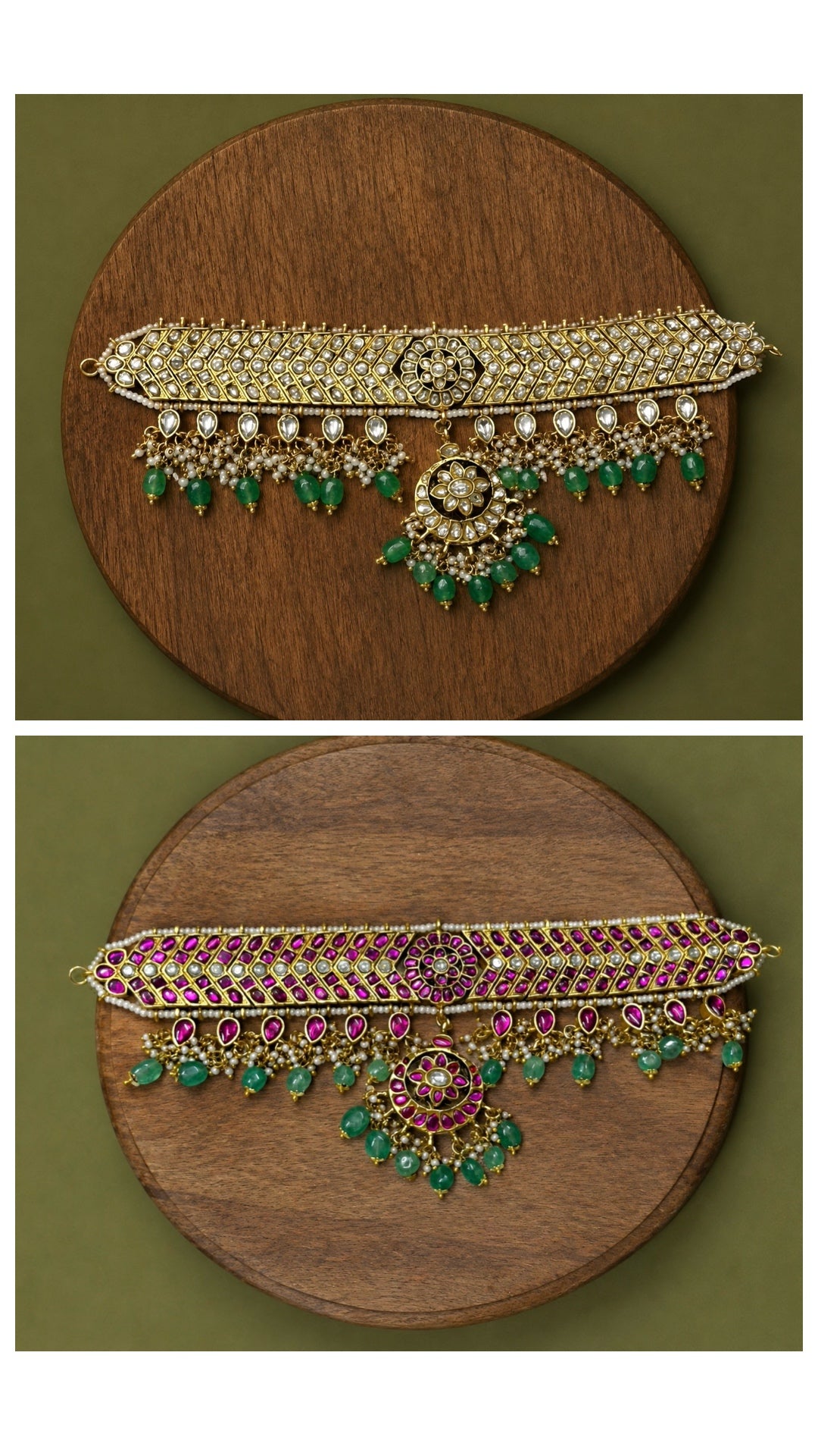 ADITI JADAU KUNDAN CHOKER | REVERSIBLE 2 IN 1 WITH WHITE AND RUBY STONES AND PASTEL BEADS