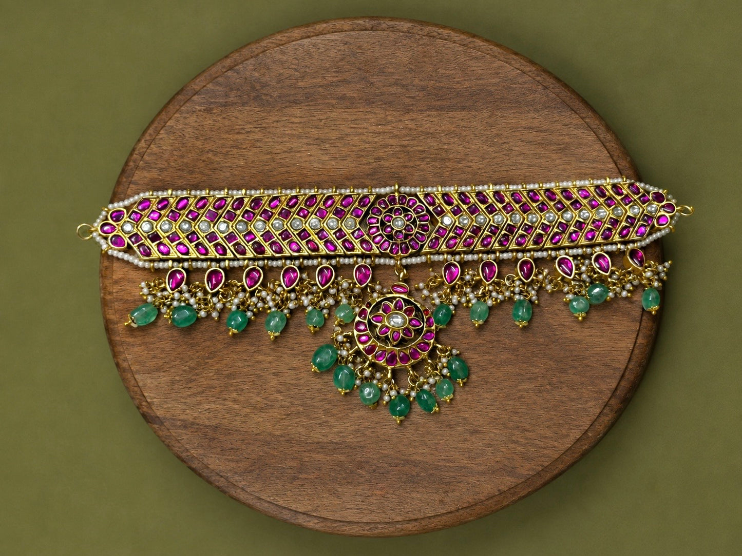 ADITI JADAU KUNDAN CHOKER | REVERSIBLE 2 IN 1 WITH WHITE AND RUBY STONES AND PASTEL BEADS