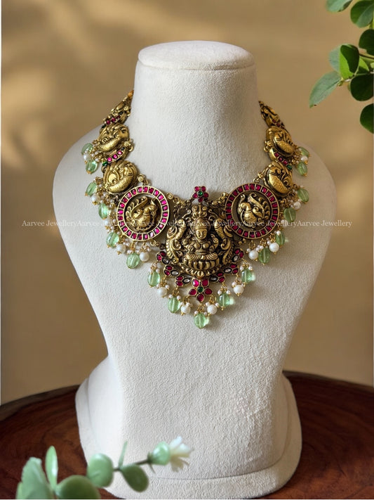 JADAU KUNDAN NAGAS NECKLACE WITH  PEARL & PASTEL BEADS