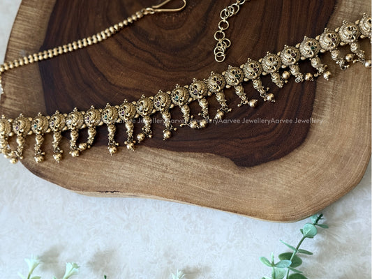 FULL GOLD PEACOCK MOTIF WASIT CHAIN WITH GOLD BEADS