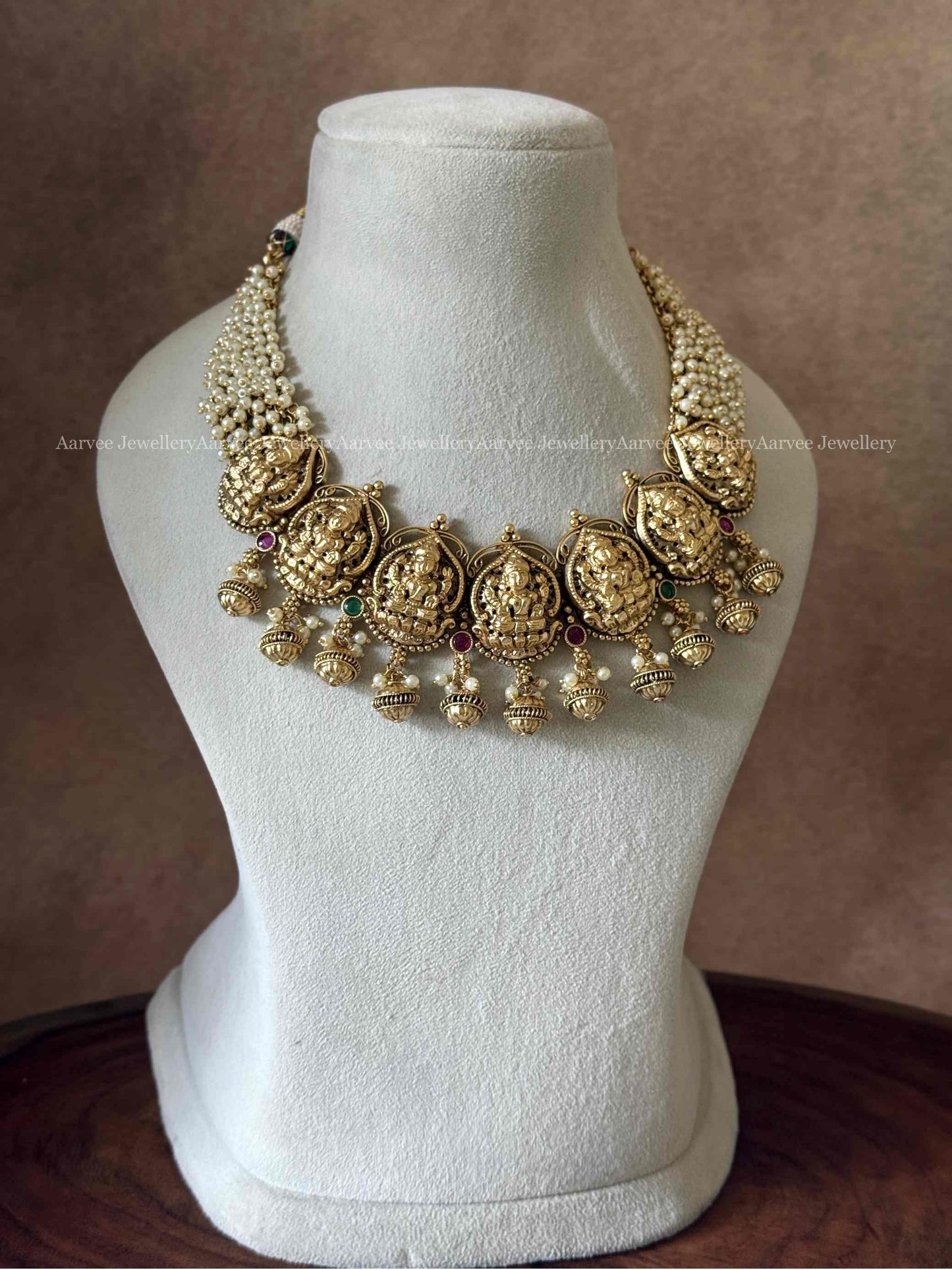 CLEARANCE - PEARL BUNCH LAKSHMI MULTI PENDANT NECKLACE