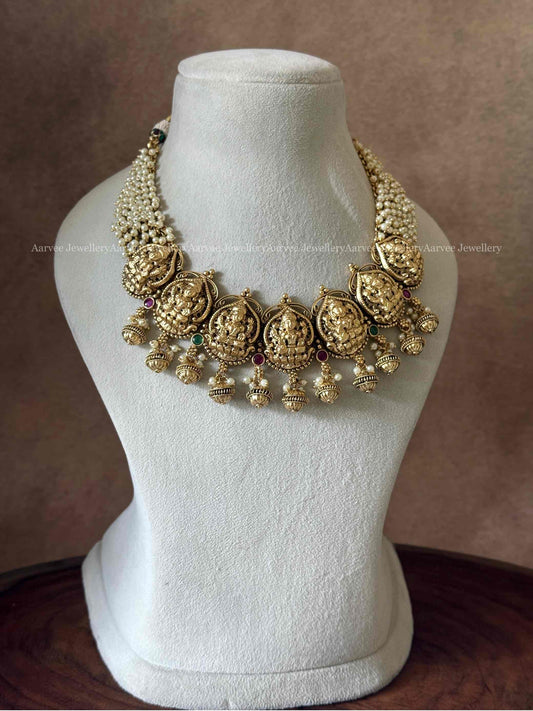CLEARANCE - PEARL BUNCH LAKSHMI MULTI PENDANT NECKLACE