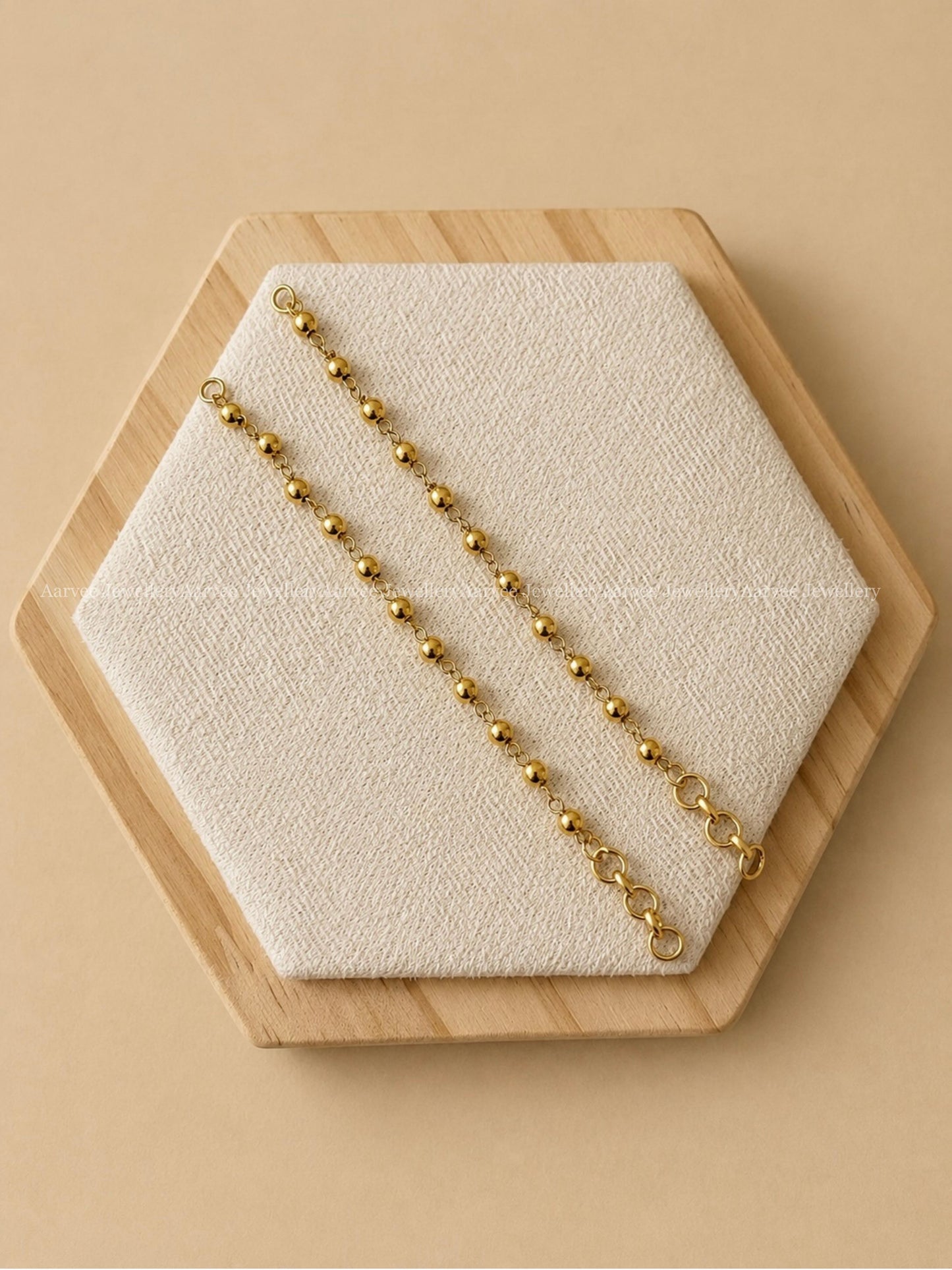 PLAIN ANTIQUE GOLD BEADED EAR CHAIN