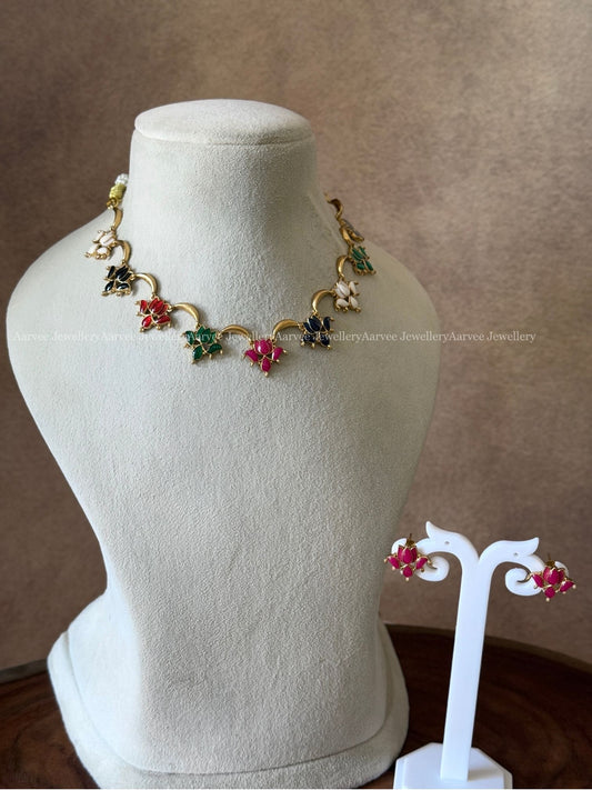 CLEARANCE - MULTI COLOR LOTUS NECKLACE SET