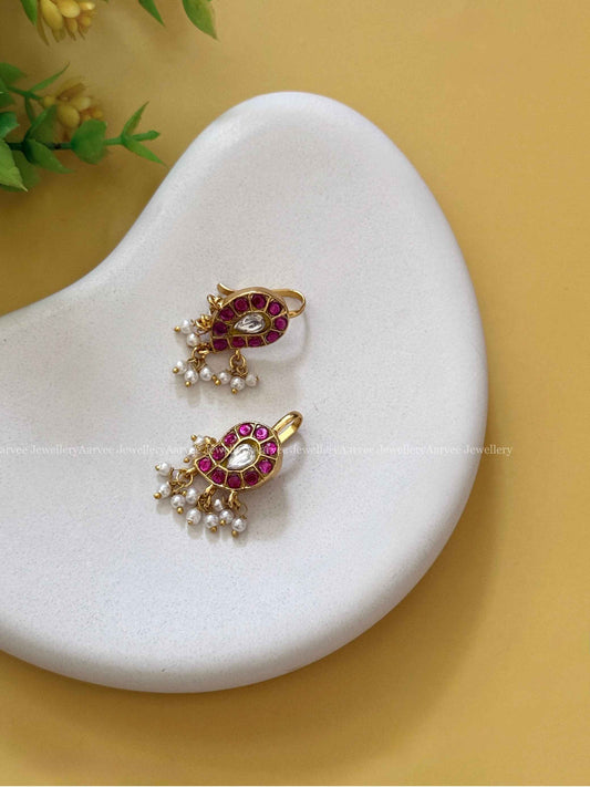 JADAU KUNDAN MANGO RUBY STONE EAR CUFF/ BUGADI
