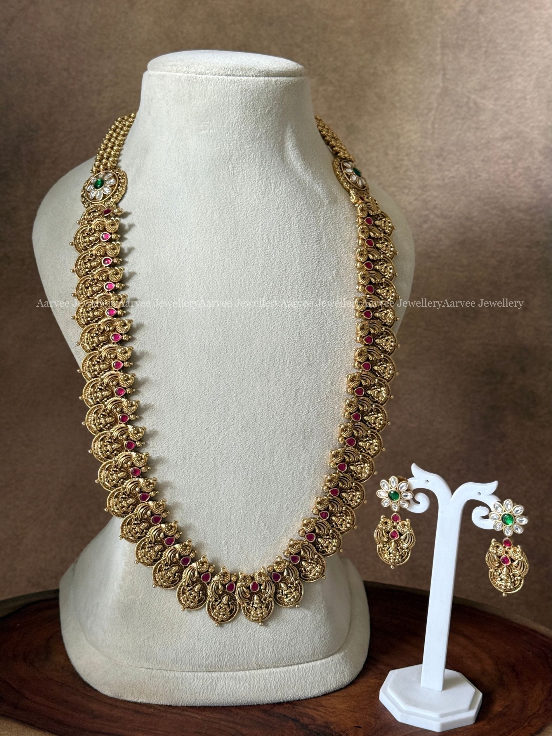 HIGH QUALITY LAXMI COIN AND FLORAL DESIGN HARAM SET