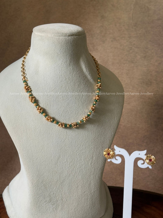 GOLD AND PASTEL BEADED NECKLACE SET