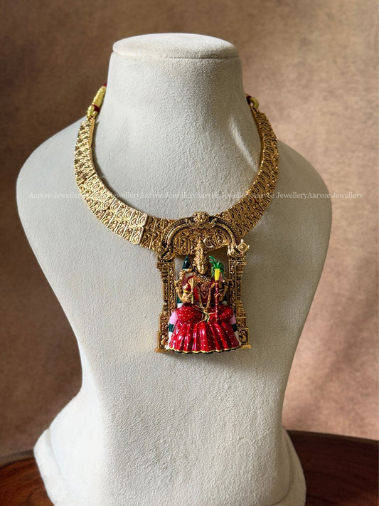 GOLD TONE KANTI NECKLACE WITH DEITY PENDANT