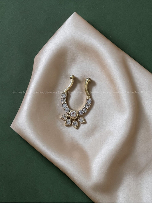 WHITE STONE FLORAL SEPTUM RING 1 PIECE