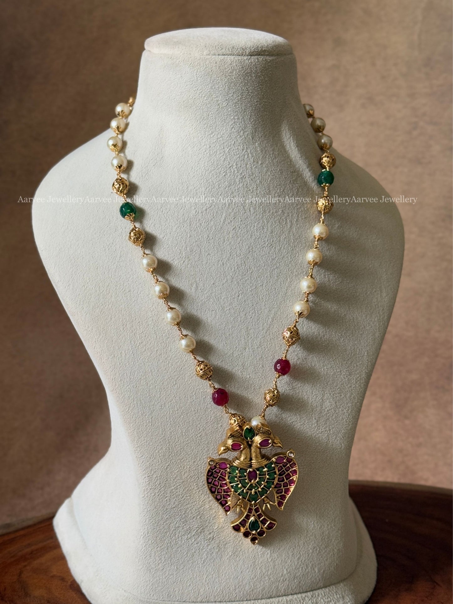 MULTI COLOUR PEARL CHAIN WITH GANDA BERUNDA PENDANT