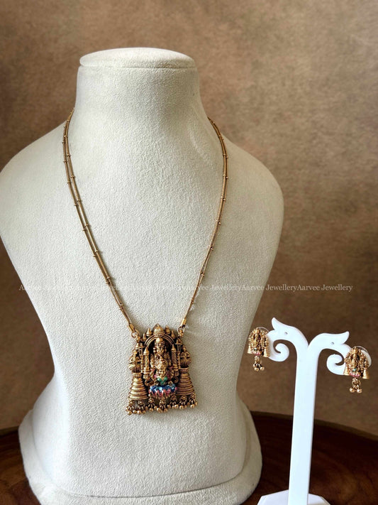 2 LINE GOLD CHAIN WITH PERUMAL LAKSHMI PENDANT SET