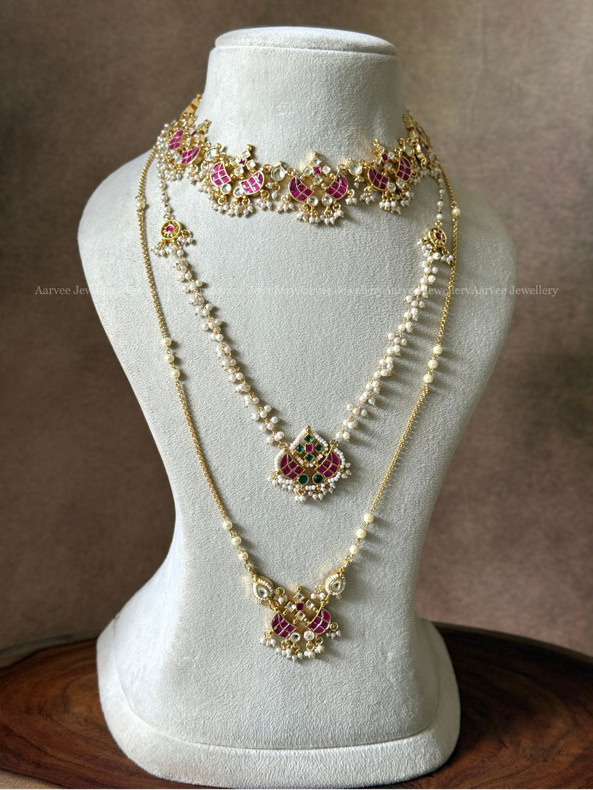 POLKI KUNDAN RUBY STONE MINI BRIDAL JEWELLERY