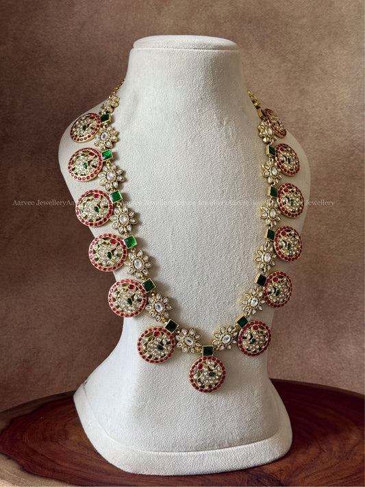 JADAU KUNDAN FLORAL AND BOTTU MALA MID LENGTH HARAM