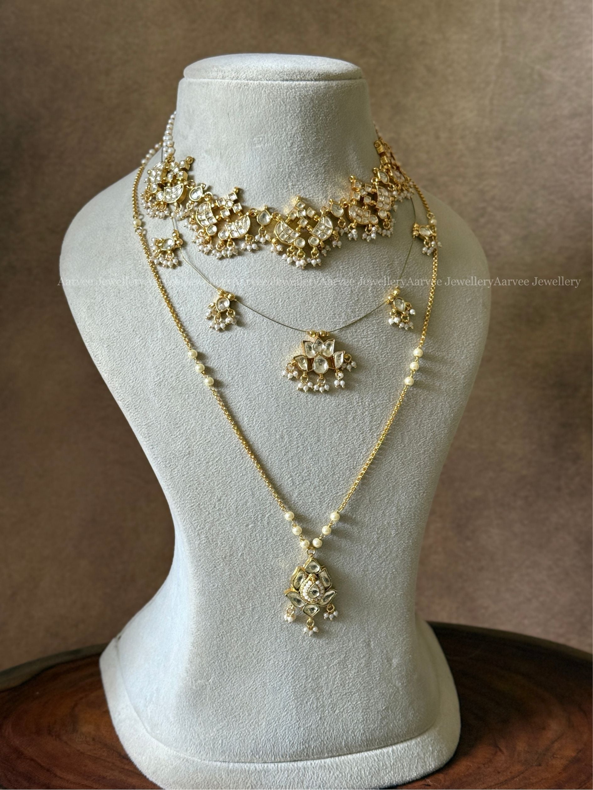 POLKI KUNDAN WHITE STONE MINI BRIDAL JEWELLERY