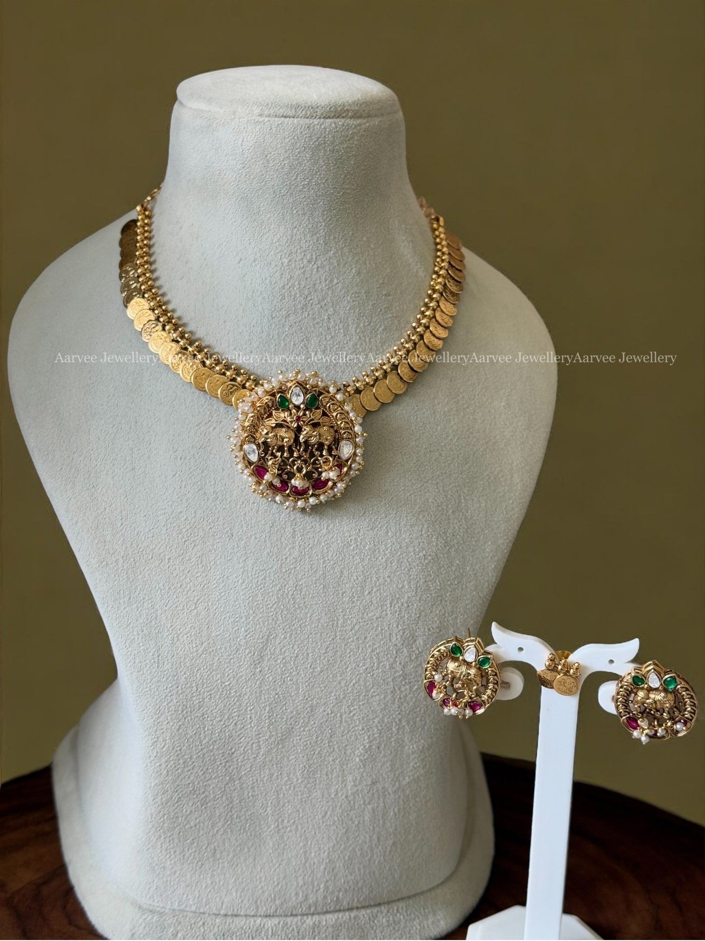 ELEGANT COIN NECKLACE SET WITH ELEPHANT PENDANT