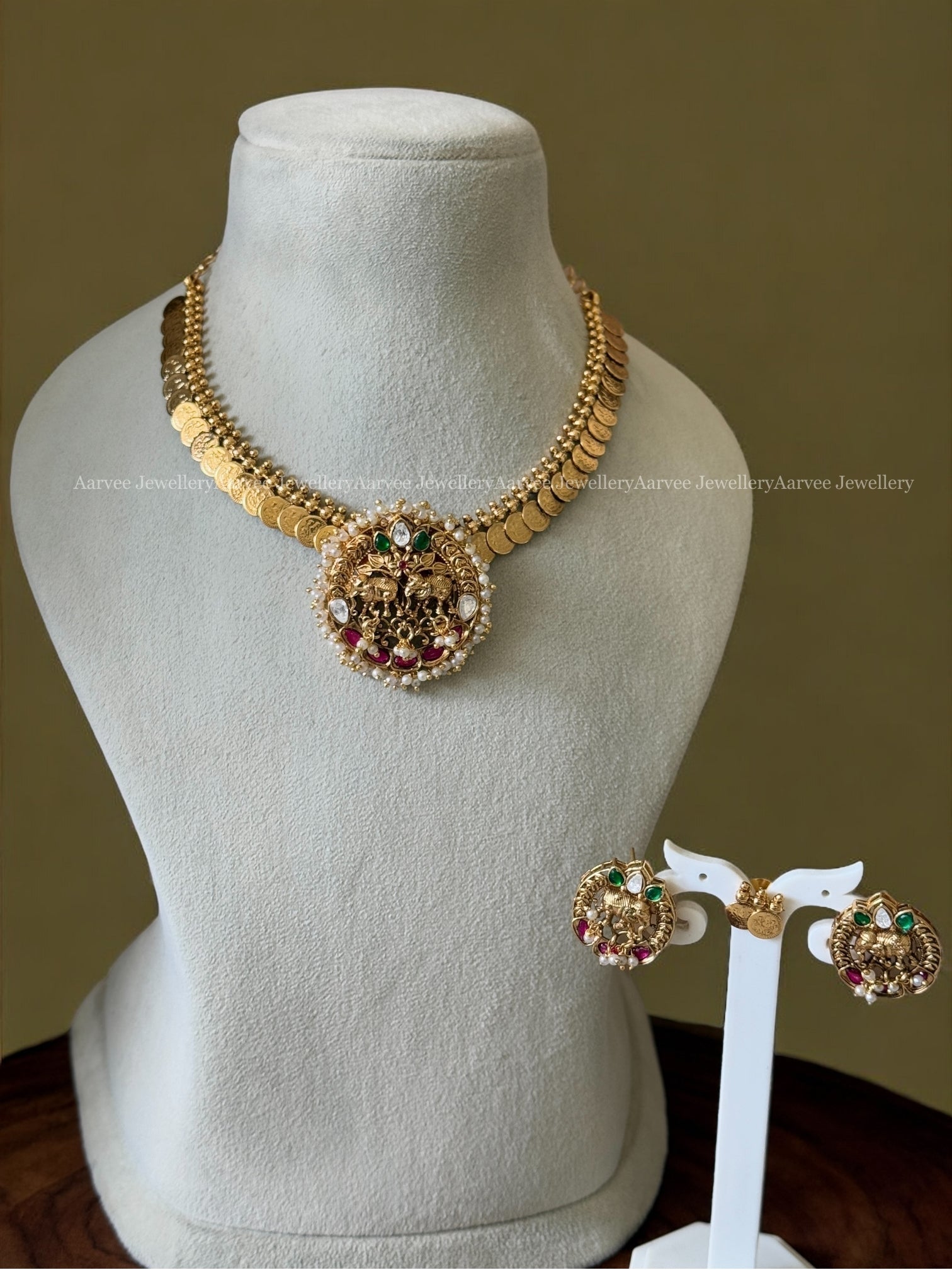 ELEGANT COIN NECKLACE SET WITH ELEPHANT PENDANT